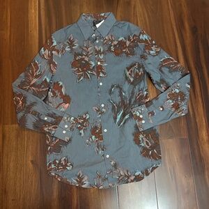 H&M Floral Floral Unisex Long Sleeve Button Down Shirt size Small